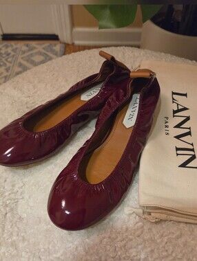 Lanvin Patent Ballet Flat in Burgundy w/shoebag